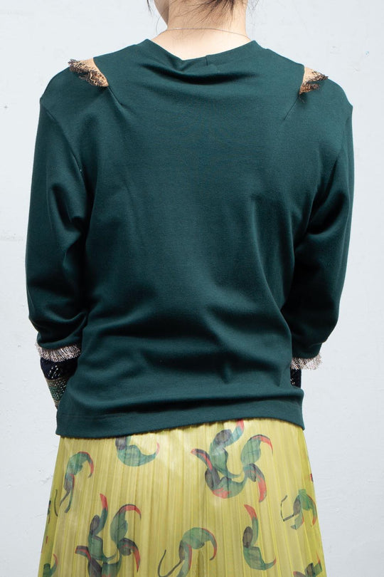 Green lace cut and sew