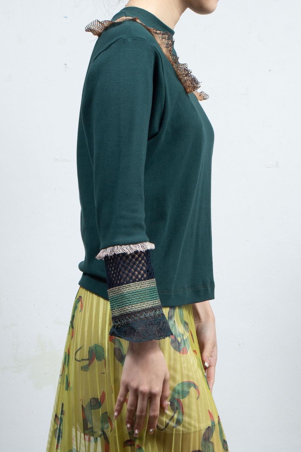 Green lace cut and sew