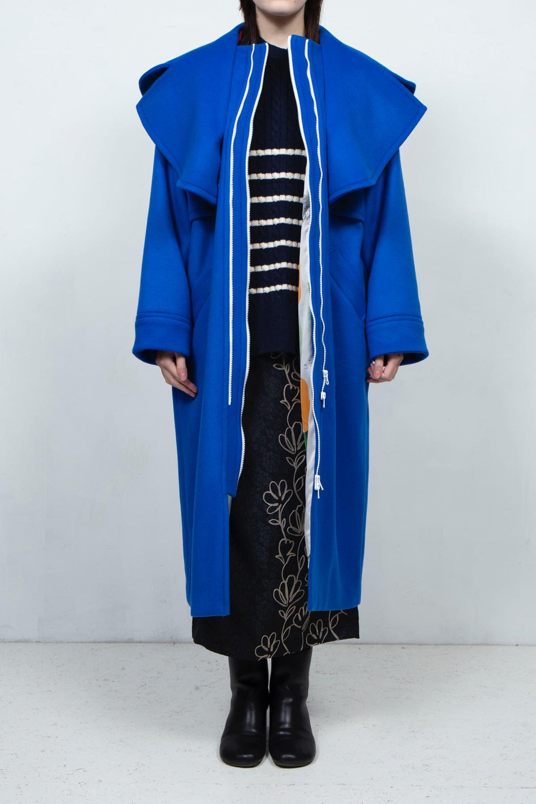 GHOST PARTY / cashmere layered coat Blue