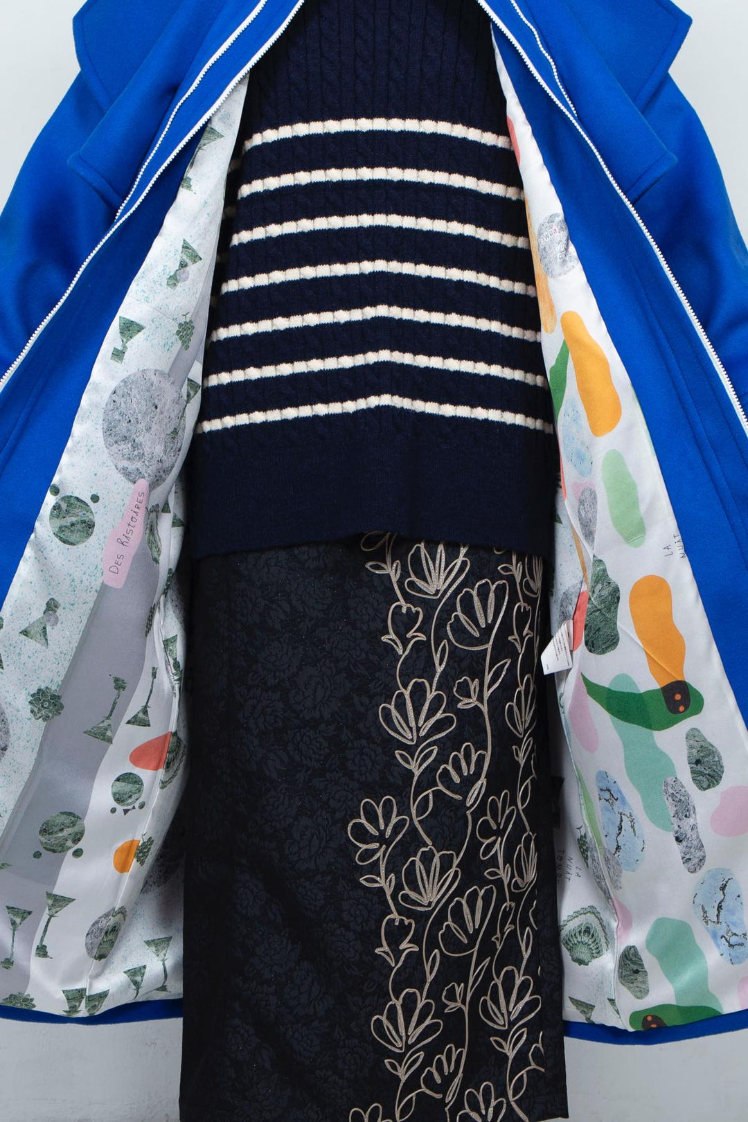 GHOST PARTY / cashmere layered coat Blue
