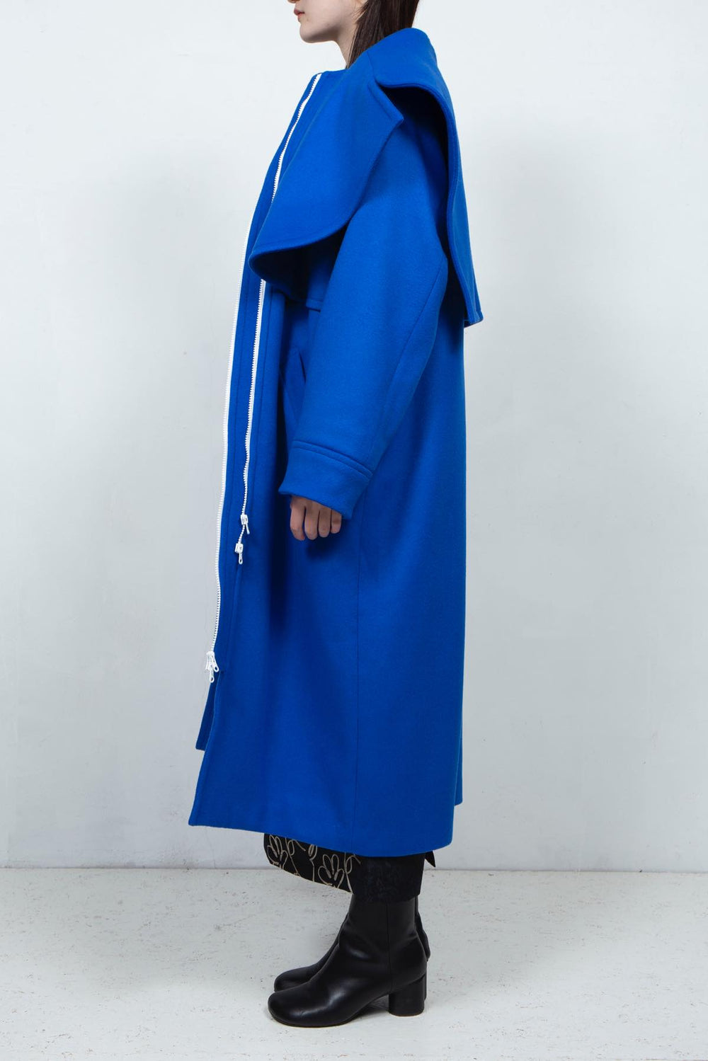 GHOST PARTY / cashmere layered coat Blue