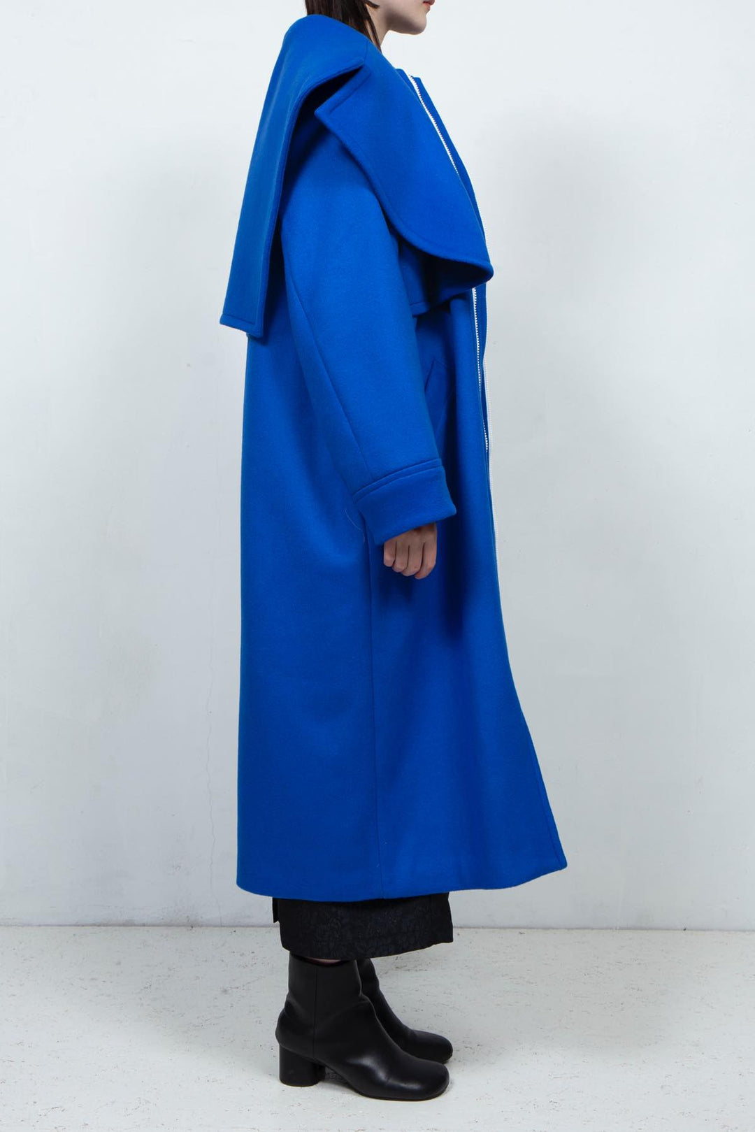 GHOST PARTY / cashmere layered coat Blue
