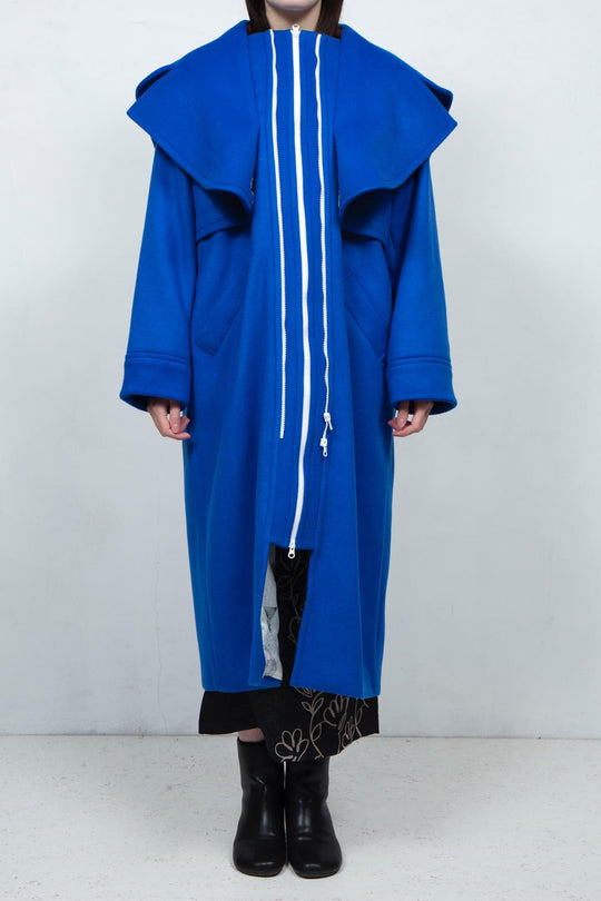 GHOST PARTY / cashmere layered coat Blue