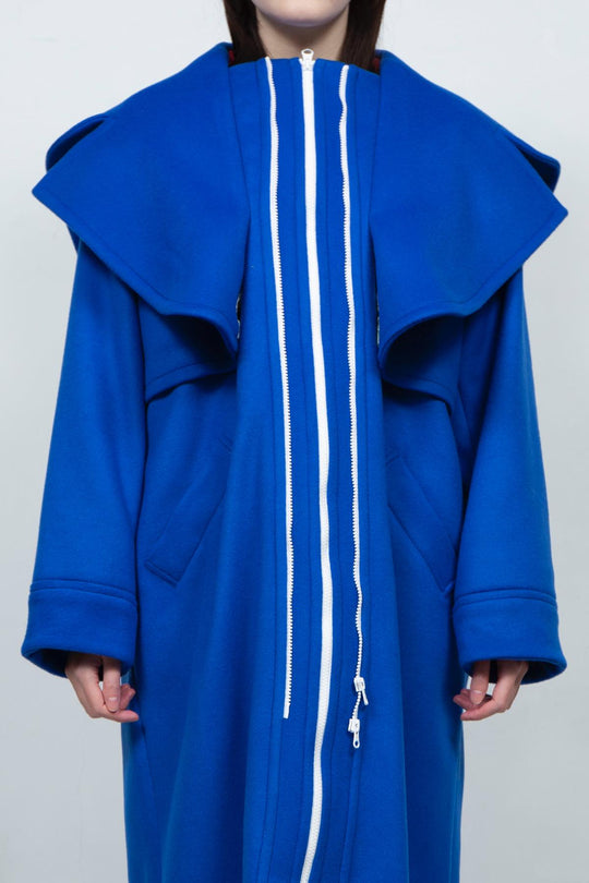 GHOST PARTY / cashmere layered coat Blue