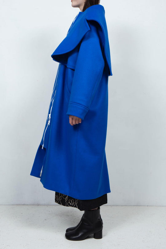 GHOST PARTY / cashmere layered coat Blue