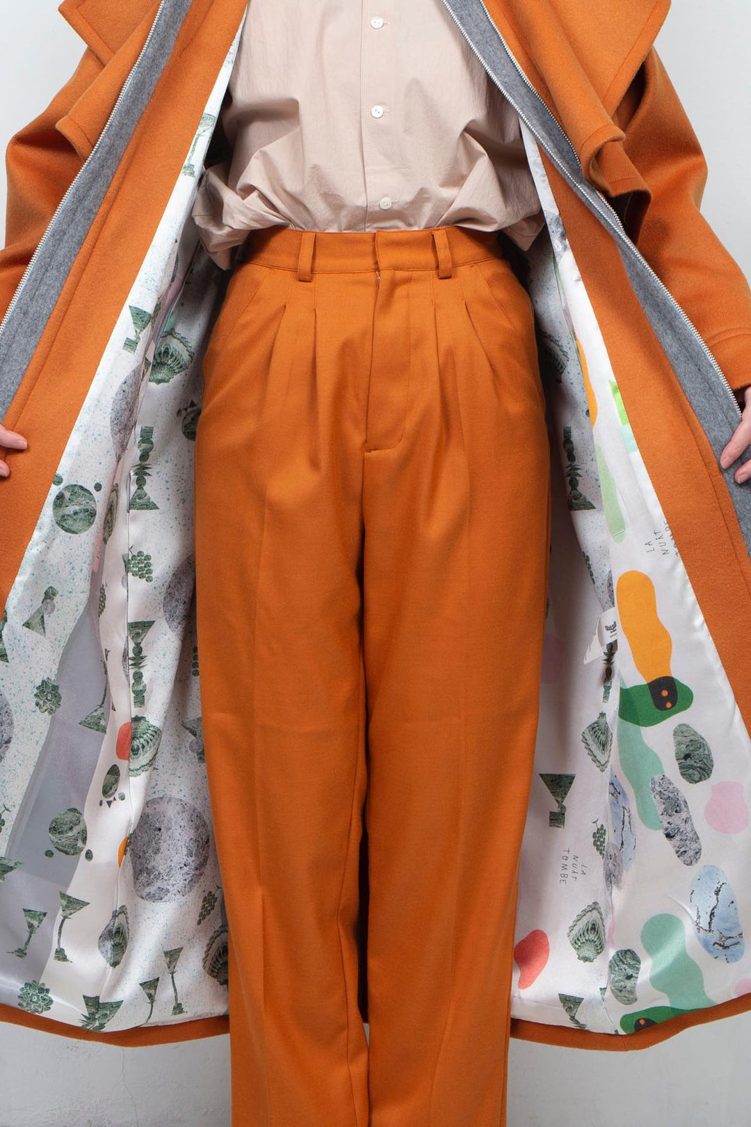 GHOST PARTY / cashmere layered coat Orange