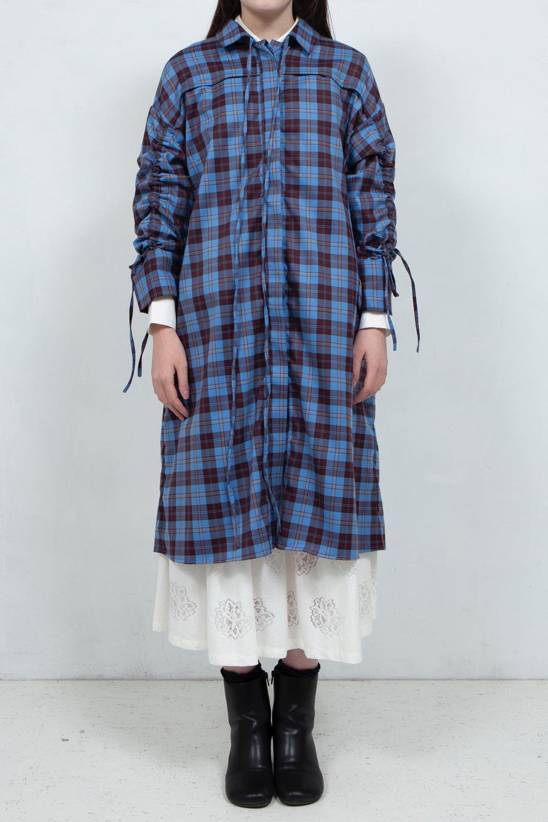 Drawstring Sleeve One-piece Coat