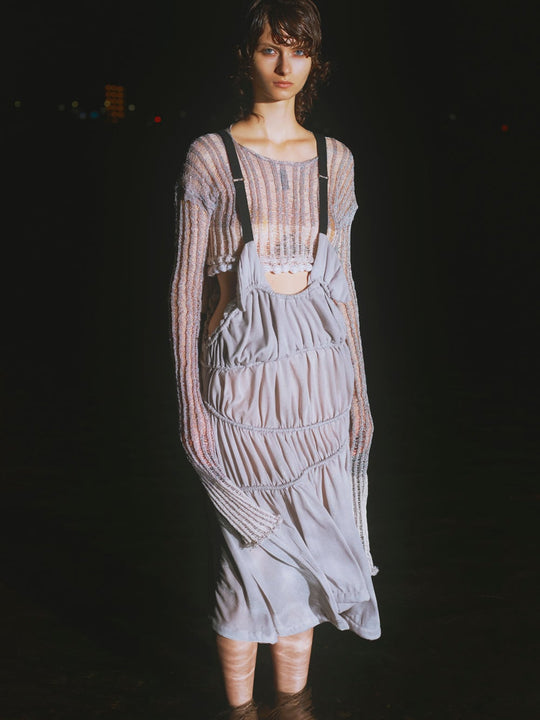 String Gathered Onepiece Gray