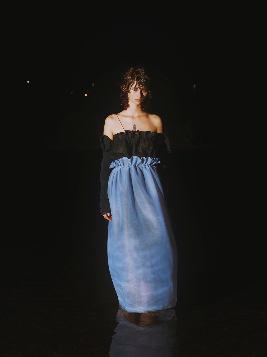 2way Flared Dress Gray Blue