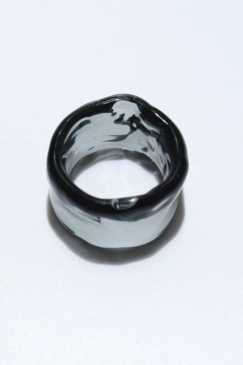 Ripple ring circle black リング / ガラスジュエリーブランドLuce macchia（ルーチェ マッキア） – R for D