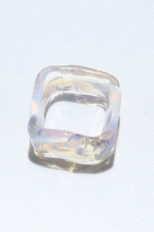 Ripple ring square opal