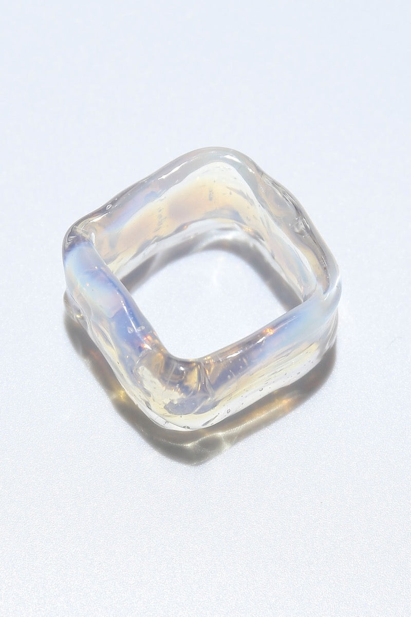 Ripple ring square opal