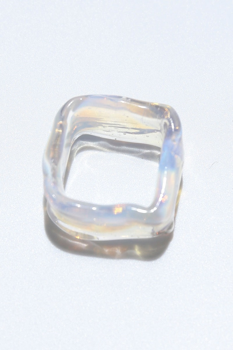 Ripple ring square opal