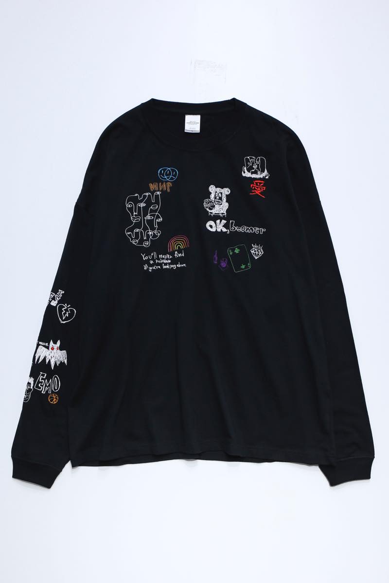 His scribble BIG L/S TEE
