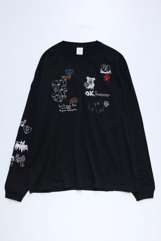His scribble BIG L/S TEE