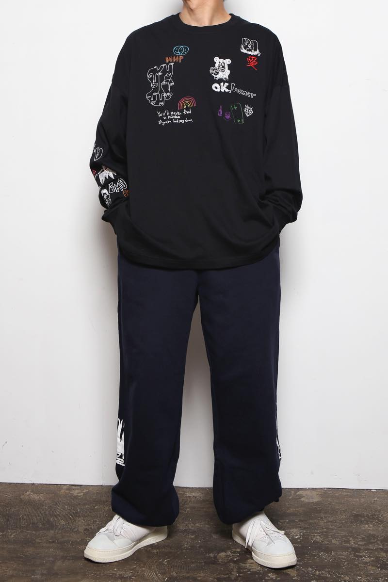 His scribble BIG L/S TEE