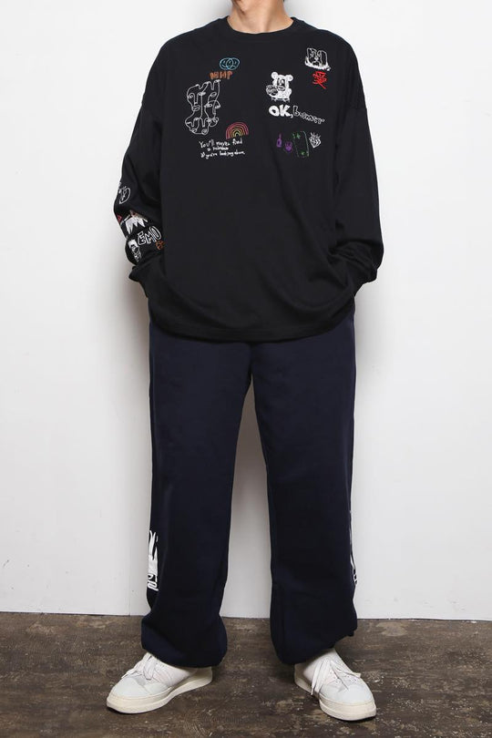 His scribble BIG L/S TEE