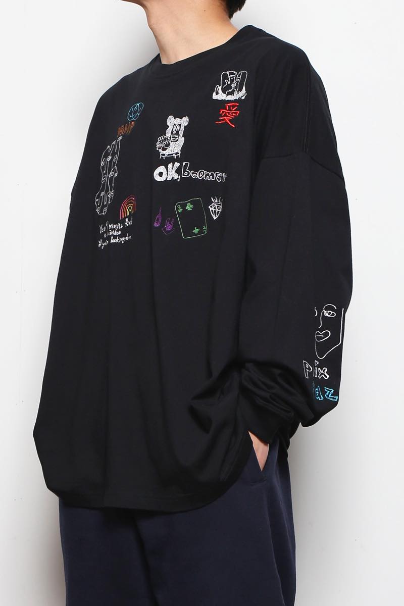 His scribble BIG L/S TEE