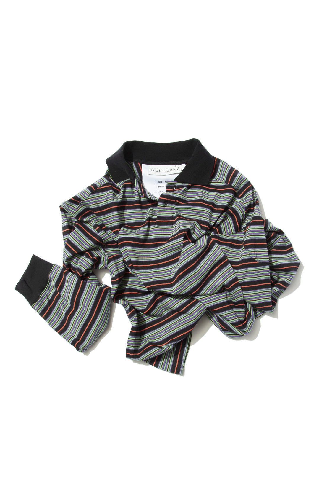 "ROESIE's" Nostalgic Border Polo Shirt BLACK