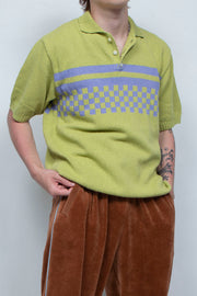 Chain Knit Polo Shirt CHARTREUSE GREEN