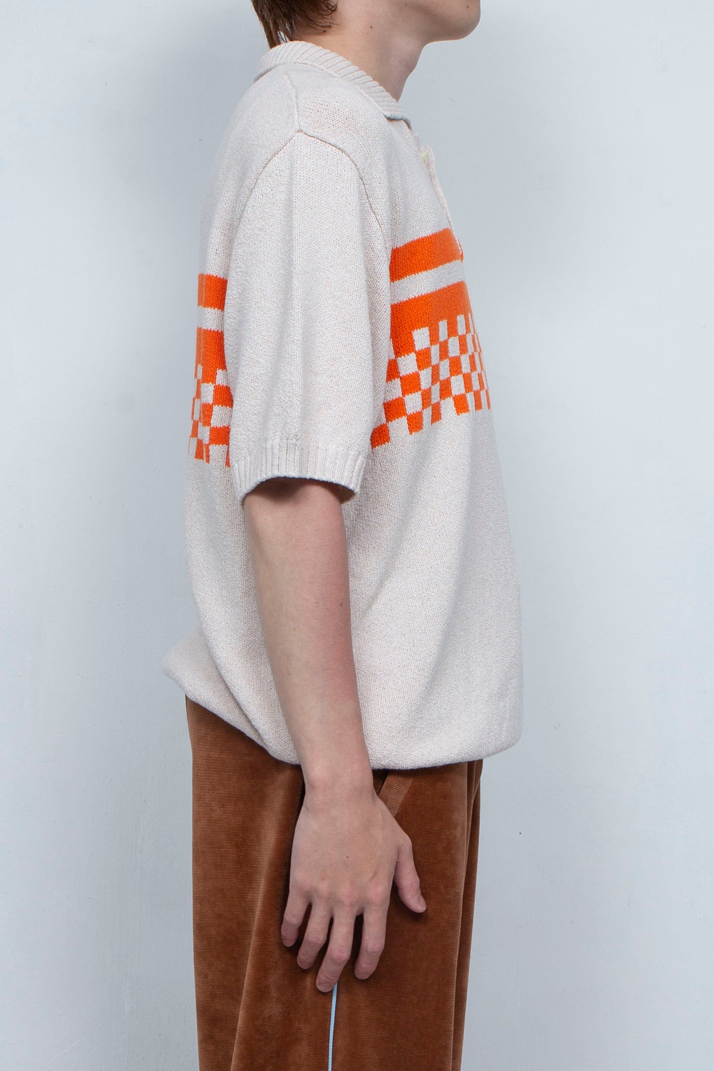RICE NINE TEN Chain Knit Polo Shirt RICE NINE TEN Chain Knit Polo Shirt