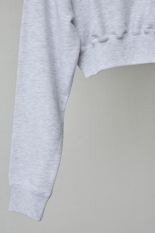 CROPPED HALF-ZIP "MAIN CHARACTER" SWEAT GRAY