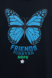 Butterfly Distressed Tee BLACK