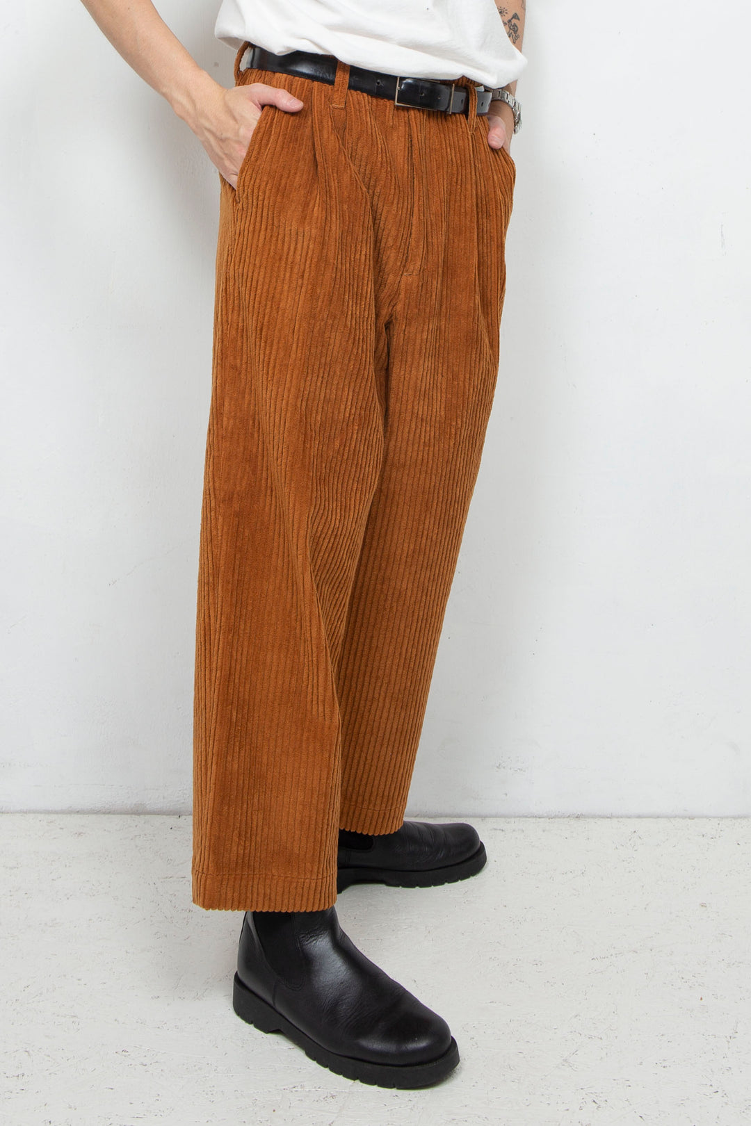 Corduroy 2tuck Pants Camel