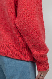 Hand Knit Plain Sweater RED