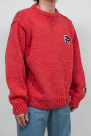 Hand Knit Plain Sweater RED
