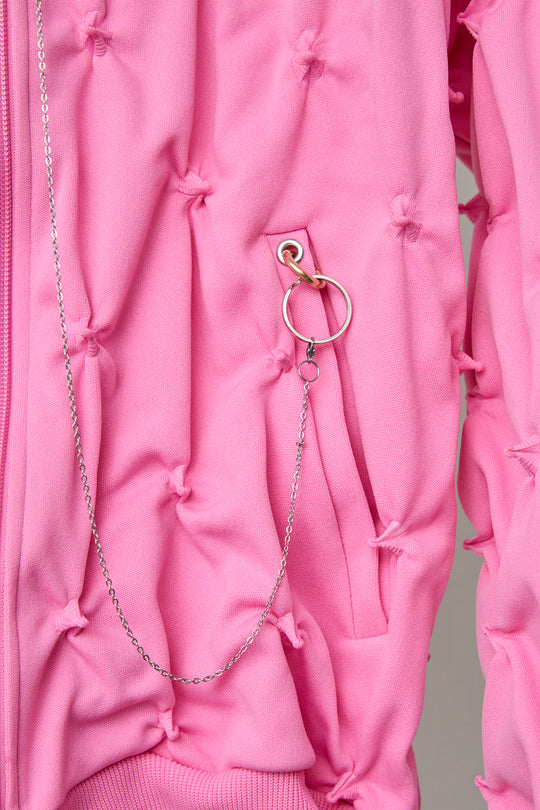 SHIBORI DISTORTION TRACK JKT W/CHARMS PINK