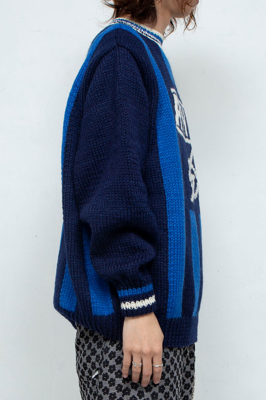 Hand Knit Soccer Sweater BLUE