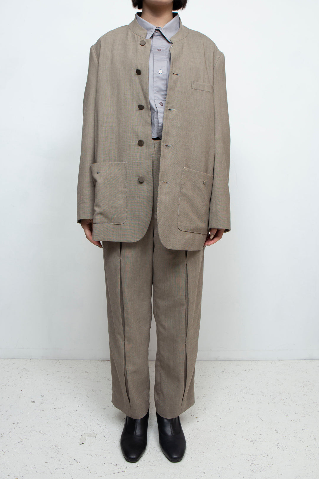 YONLOKSAN CONNECT VINTAGE WIDE TAPERED TROUSERS beige