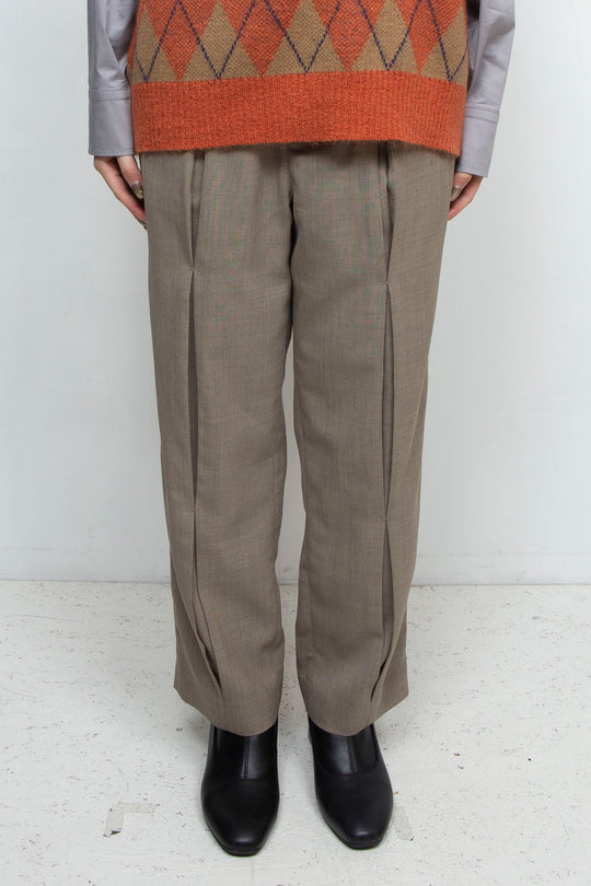 YONLOKSAN CONNECT VINTAGE WIDE TAPERED TROUSERS beige