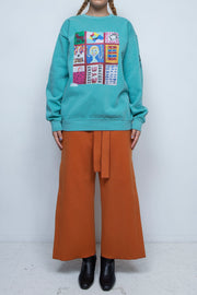 Ghost / embroidery cashmere pajama trousers "PIZZA"