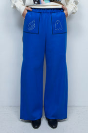 Ghost / embroidery cashmere pajama trousers "Lily of the valley"