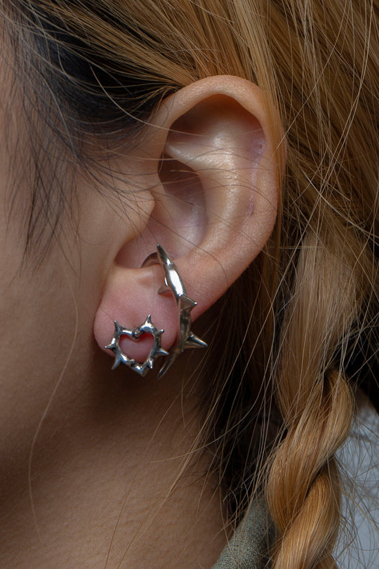 Thorny Heart Earrings silver BHE1