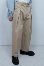 Cut-off Piping Layered Tack Twill Pants BEIGE