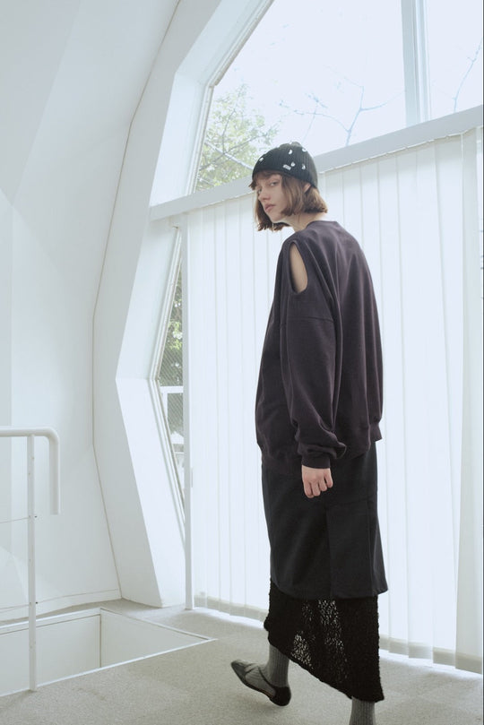 Asymmetry Cutout Pullover Purple