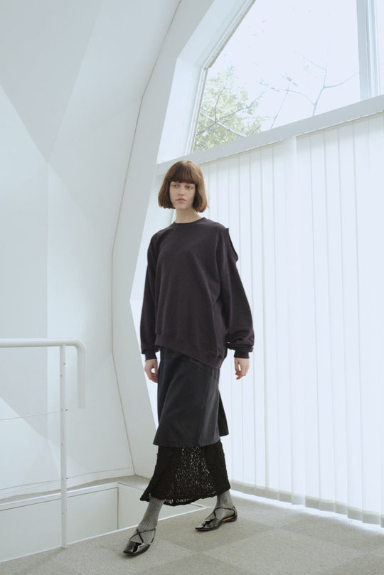 Asymmetry Cutout Pullover Purple