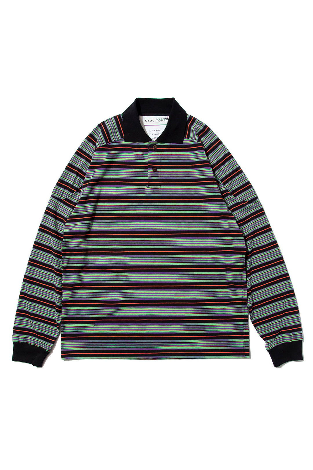"ROESIE's" Nostalgic Border Polo Shirt BLACK