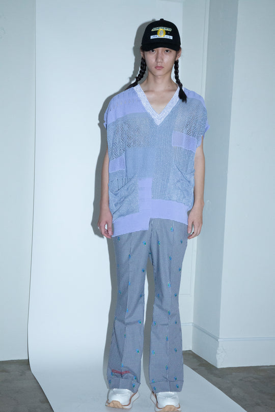 先行予約 CUT JACQUARD GINGHAM FLARE SLACKS