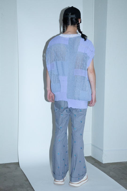 先行予約 CUT JACQUARD GINGHAM FLARE SLACKS