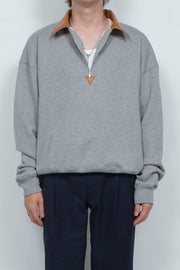"BROTHERS" Eco-Leather Heavy Weight sweat M.GRAY