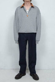 "BROTHERS" Eco-Leather Heavy Weight sweat M.GRAY