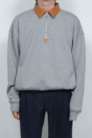 "BROTHERS" Eco-Leather Heavy Weight sweat M.GRAY