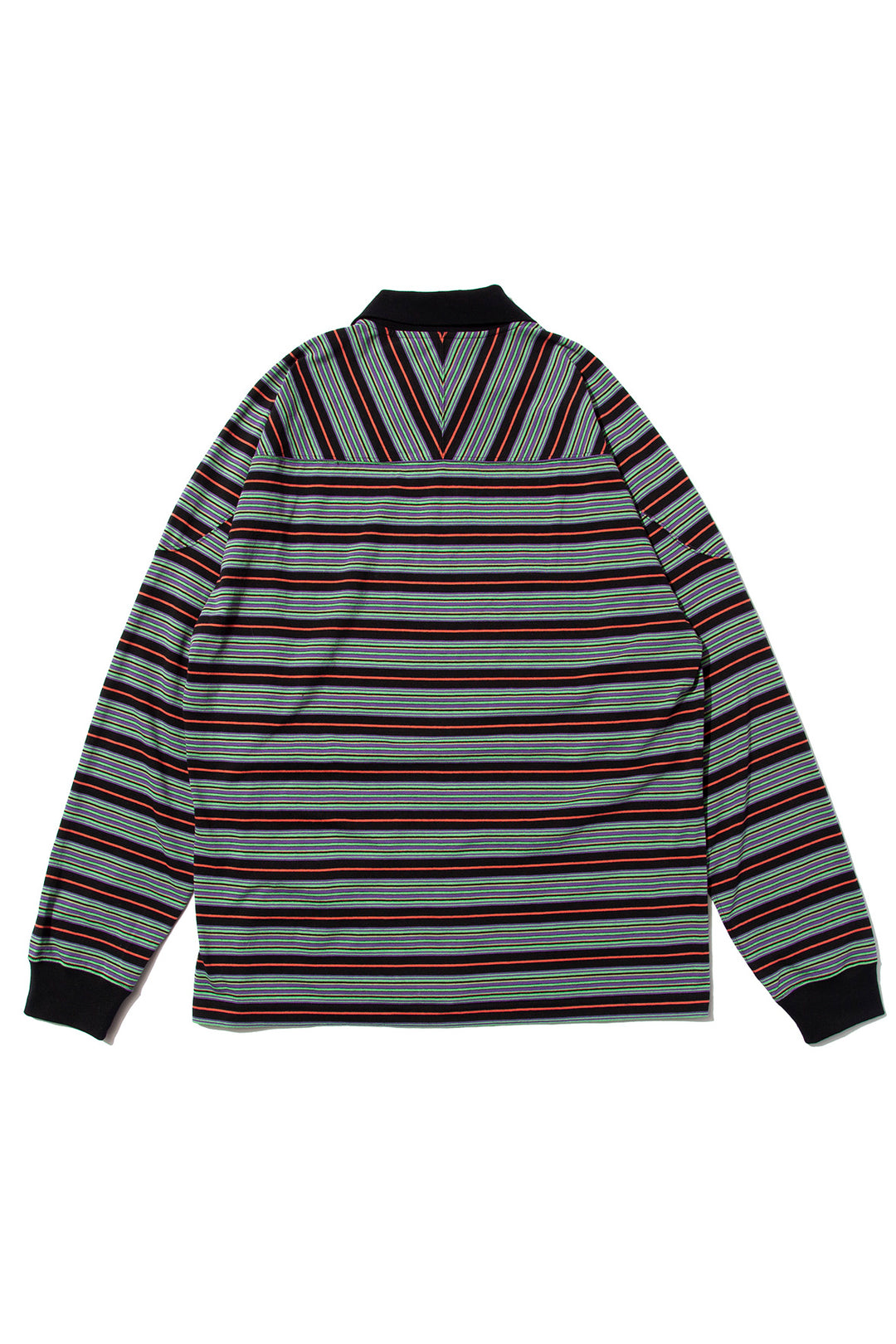 "ROESIE's" Nostalgic Border Polo Shirt BLACK