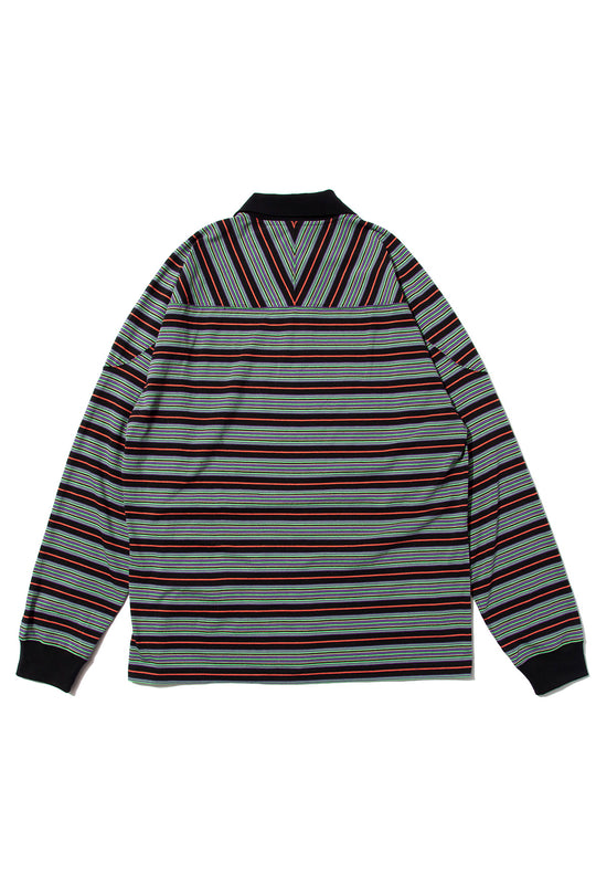 "ROESIE's" Nostalgic Border Polo Shirt BLACK