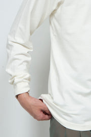 Square pocket Long sleeve Tee  White (Unisex)