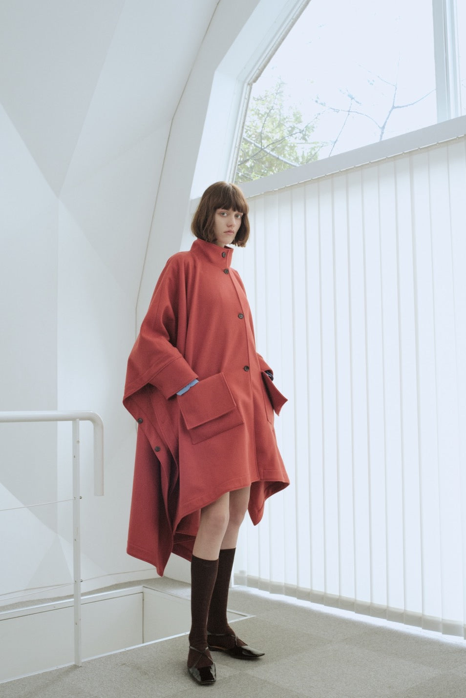 Super Big Poncho Coat Orange